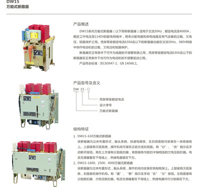 DW15-4000系列萬(wàn)能式斷路器 埃克倫斯電氣的專業(yè)選擇